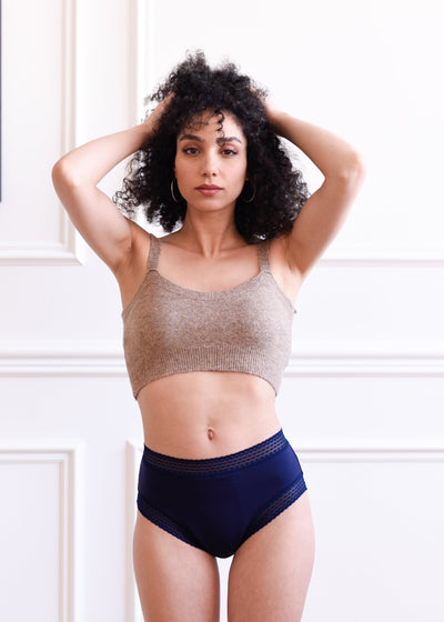 culotte menstruelle bleu dentelle louloucup